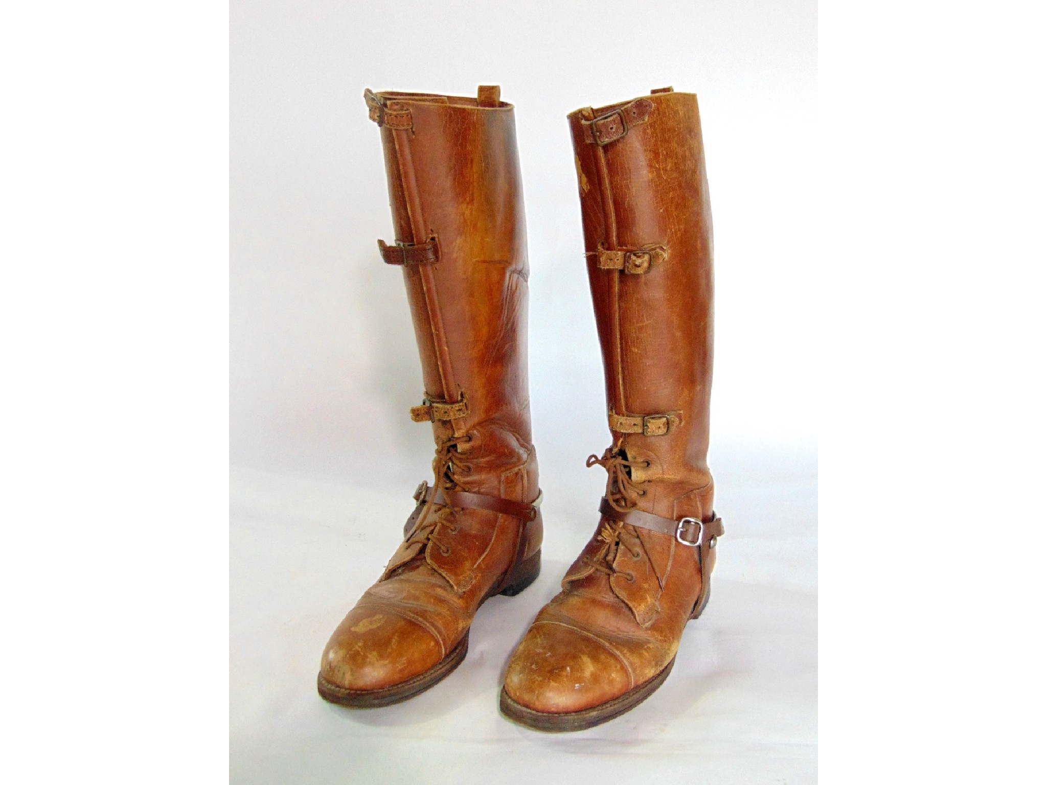 Appraisal: A pair of WWI period leather military boots - believed