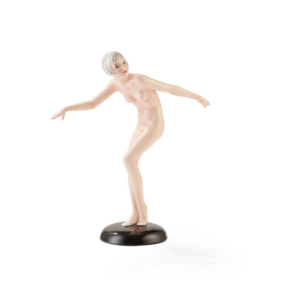 Appraisal: JOSEF LORENZL - FOR GOLDSCHEIDER NAKED DANCER FIGURE CIRCA glazed