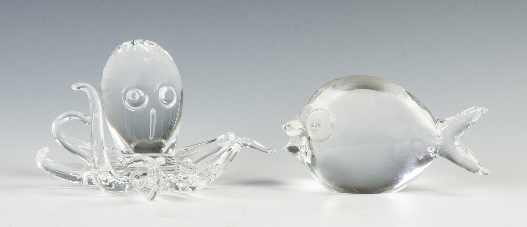 Appraisal: Steuben Crystal Octopus Fish Early th cent Both Sgn