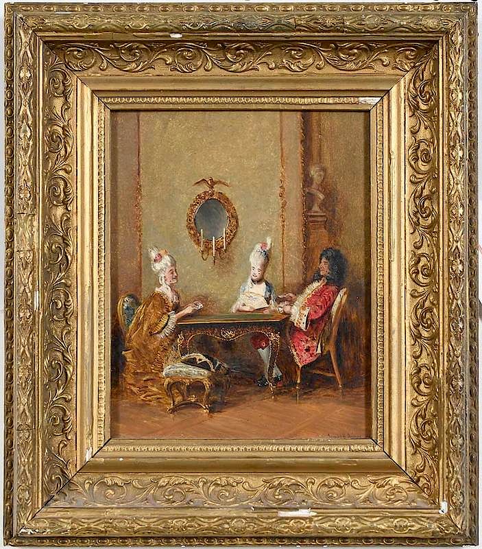 Appraisal: European School Genre Painting th century Card Players signed lower