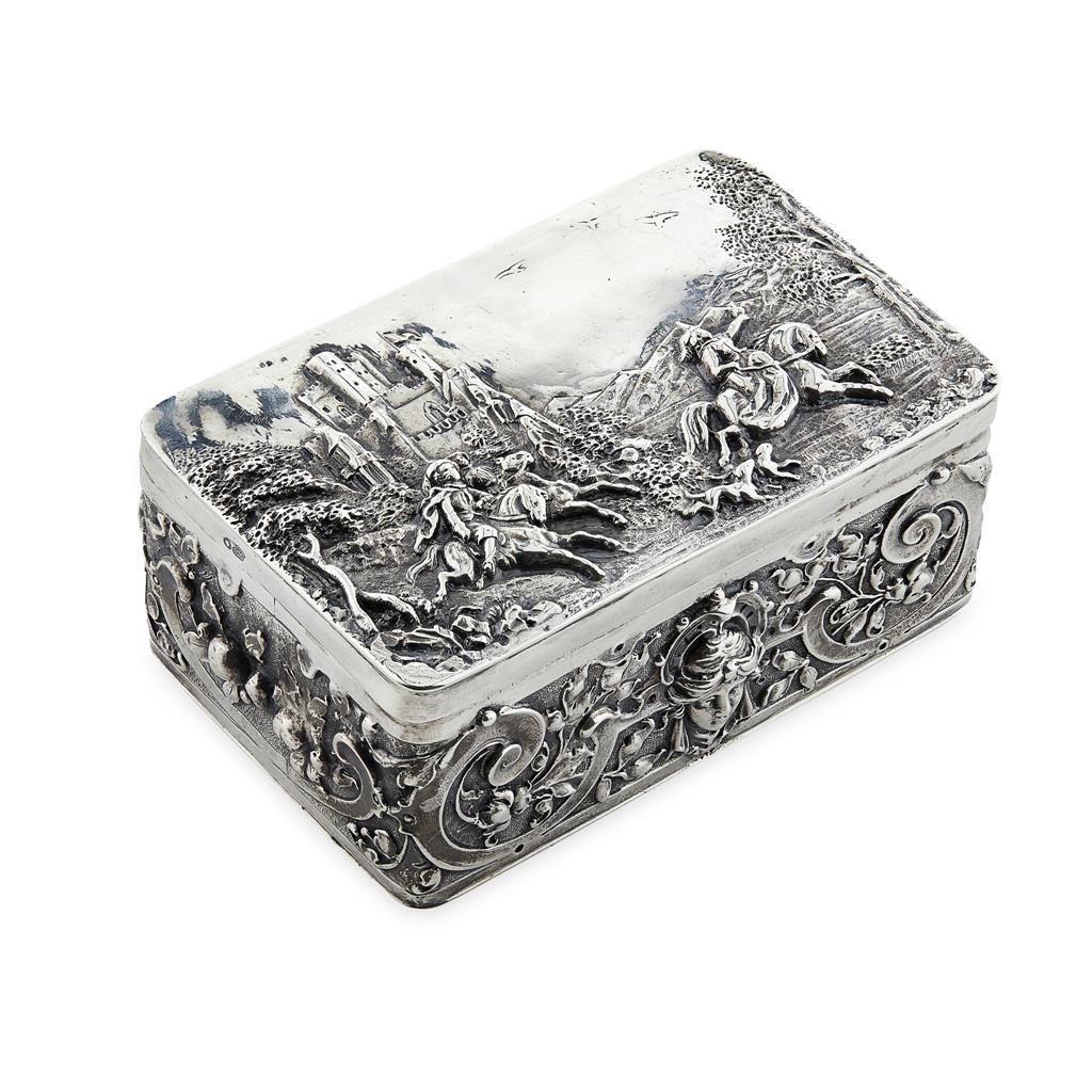 Appraisal: A th century German silver box import marks for circa