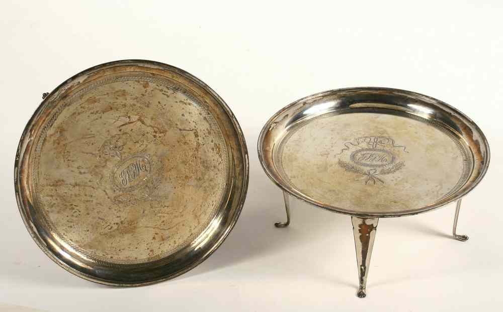 Appraisal: PAIR FOUR FOOTED STERLING TAZZAS - Pair of Round Four-Legged