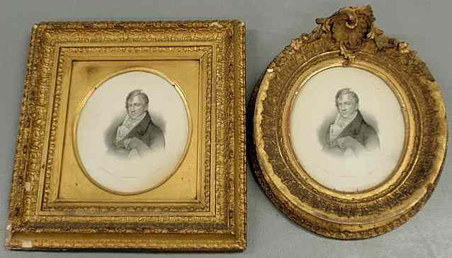 Appraisal: Two gilt framed lithograph prints of a gentleman after Rembrandt