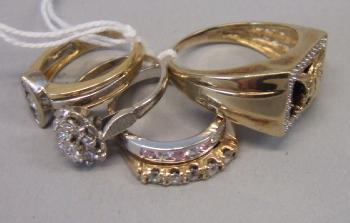 Appraisal: An ct gold and diamond set three stone ring mounted