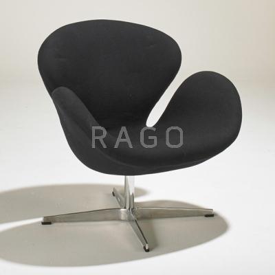 Appraisal: AFTER ARNE JACOBSEN Swan chair s Wool polished aluminum plastic