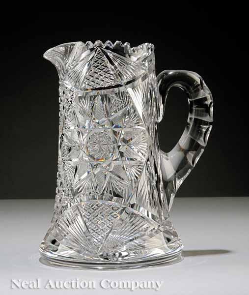 Appraisal: An American Brilliant Cut Glass Pitcher early th c hobstar