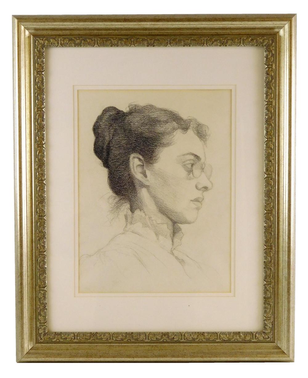 Appraisal: Jennie M Burr Connecticut - Young Woman charcoal on paper