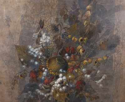 Appraisal: Robert Laessig American - Fall still life Oil on canvas