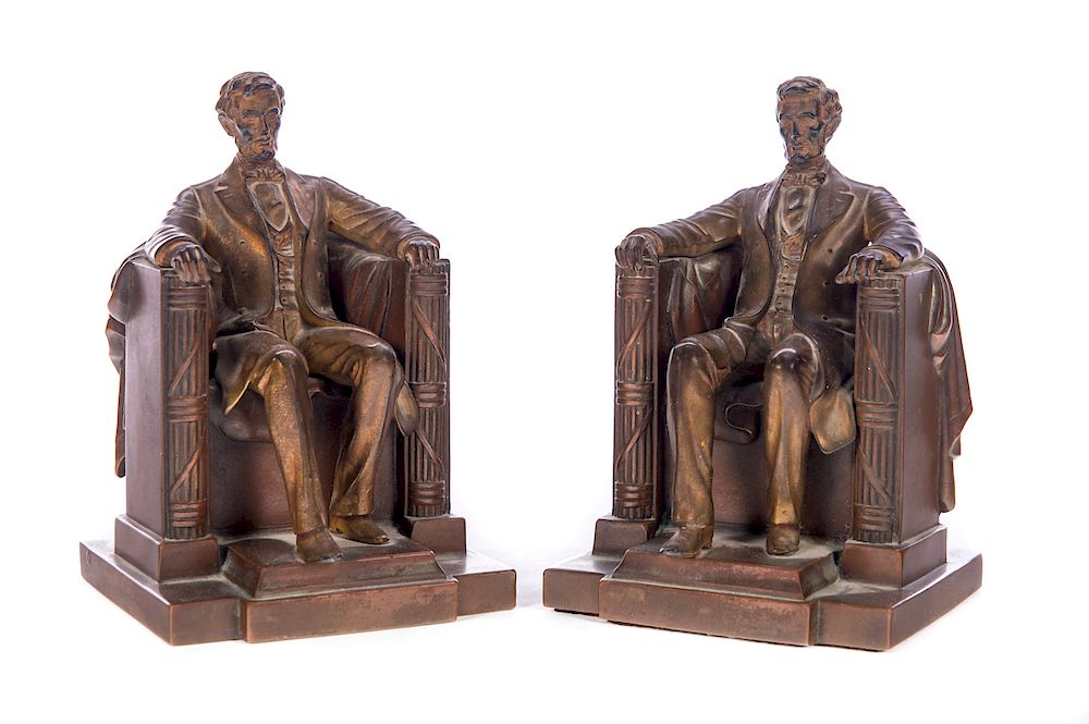 Appraisal: Pair of Jennings Abraham Lincoln Bronze Bookends Good condition with