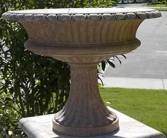 Appraisal: Pair carved marble garden compotes flared basin with lobed rim