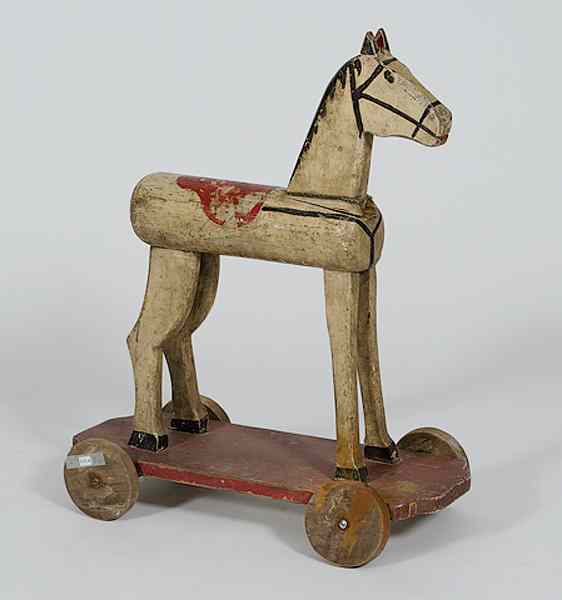 Appraisal: Wood Rocking Horse Pull Toy Early th century a painted