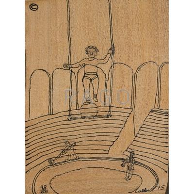 Appraisal: AFTER ALEXANDER CALDER - BON ART Jute fiber tapestry Circus