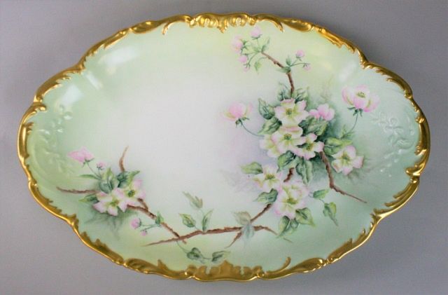 Appraisal: Large T V Limoges Porcelain Platter Hand painted gilt and