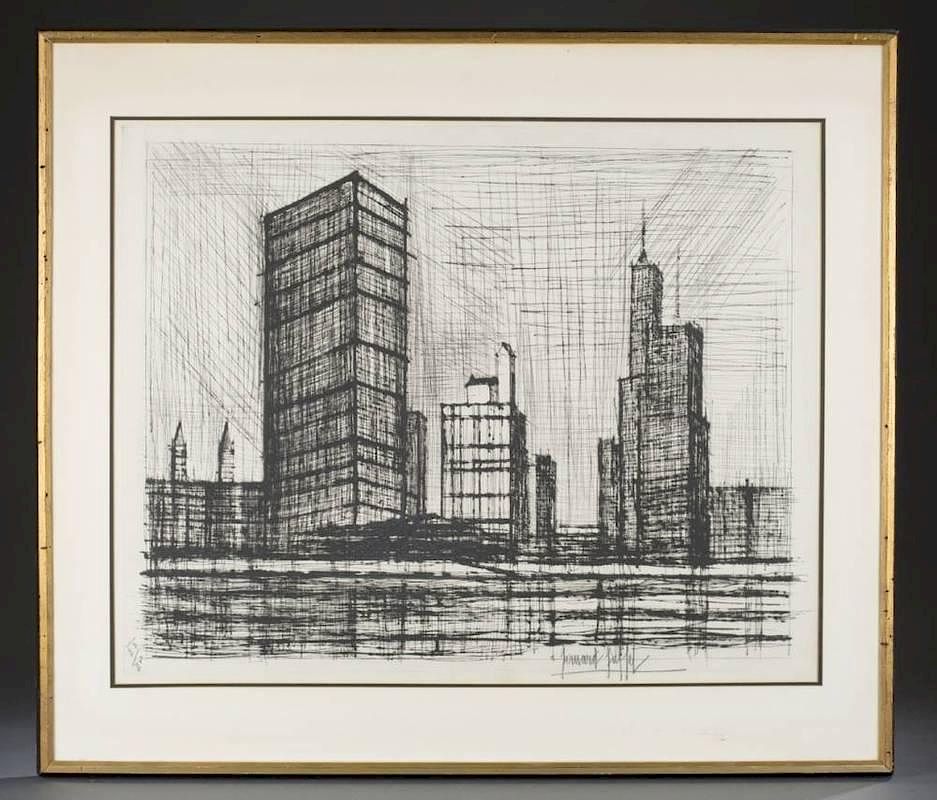 Appraisal: Bernard Buffet Cityscape Lithograph Buffet Bernard France - Lithograph Signed