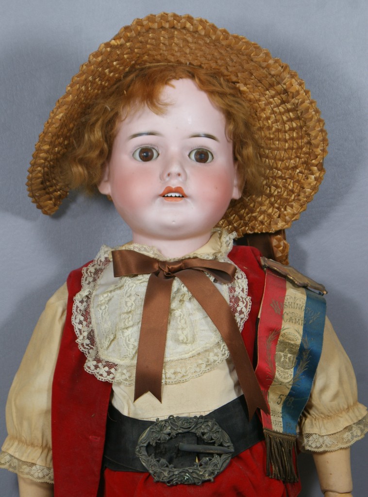 Appraisal: Large Bisque Head Boy Doll incised SHPB with brown stationary