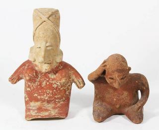 Appraisal: lot of Pre-Columbian seated figurines of fired clay the taller