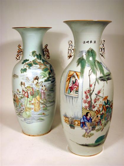 Appraisal: Pair of Chinese Export baluster vasesEach of baluster form painted