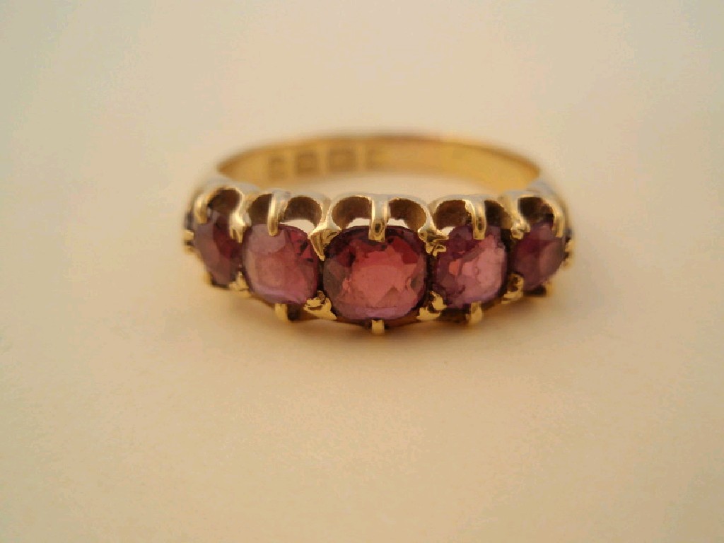 Appraisal: A Victorian five stone set dress ring ct gold with