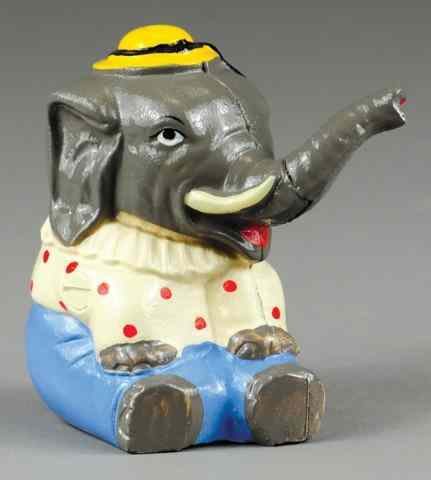 Appraisal: CIRCUS ELEPHANT STILL BANK Hubley cast iron one of the