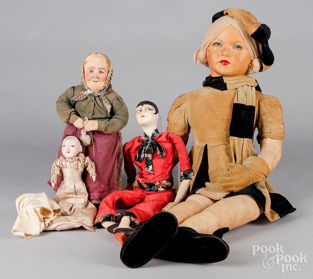 Appraisal: Four miscellaneous dolls Four miscellaneous dolls to include a fabric