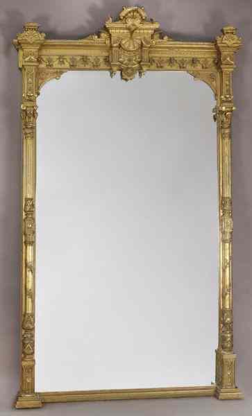 Appraisal: Monumental Italian Renaissance style gilt mirror framed by two columns