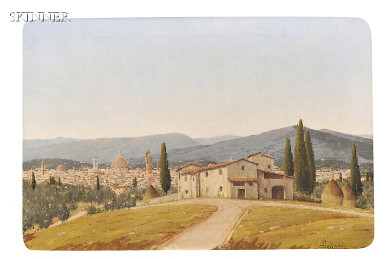 Appraisal: Giacomo Delcroix Italian - Hillside View of Florence Monogram signature