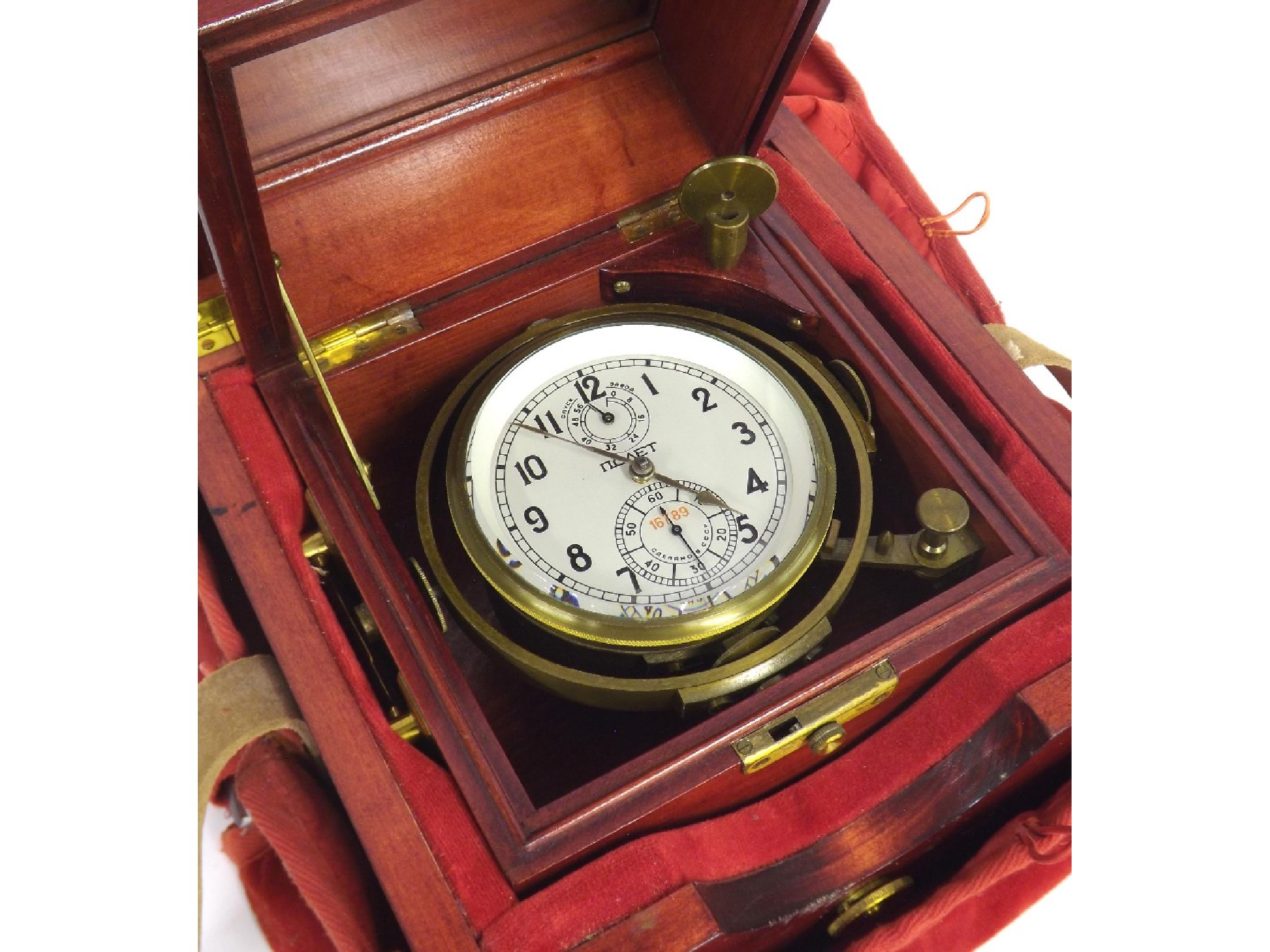 Appraisal: Russian two day marine chronometer the white dial with subsidiary