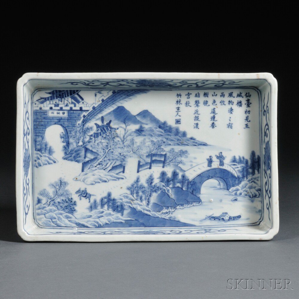 Appraisal: Blue and White Shallow Vessel China th th century possibly