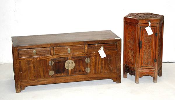 Appraisal: Furniture With three drawers above a two-door opening to the