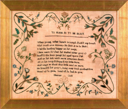 Appraisal: Silk on gauze needlework blessing dated wrought by Eleanor Goss