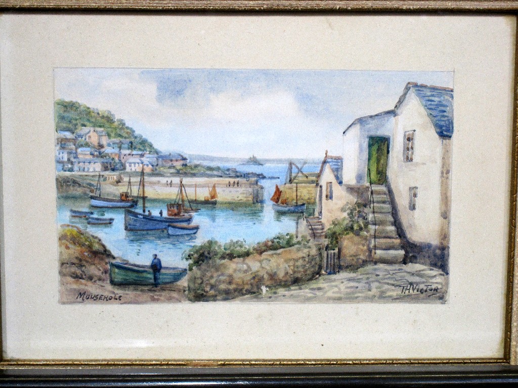 Appraisal: T H VICTOR Watercolour 'Mousehole' signed