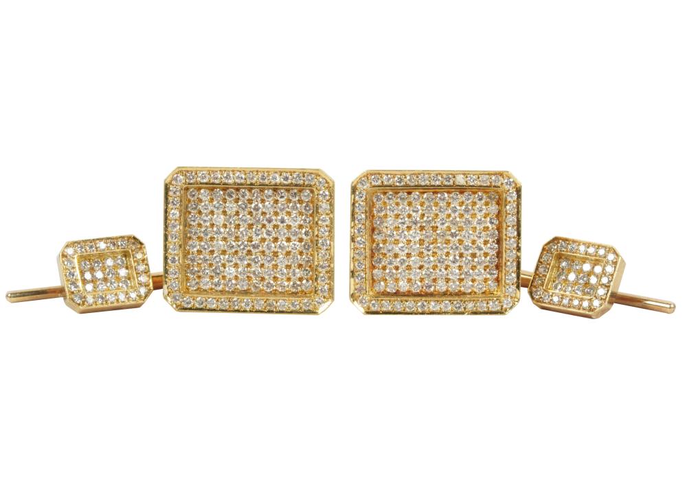 Appraisal: KARAT YELLOW GOLD DIAMOND TUXEDO SETcontaining one pair of cufflinks