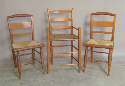 Appraisal: Three country dining chairs th c