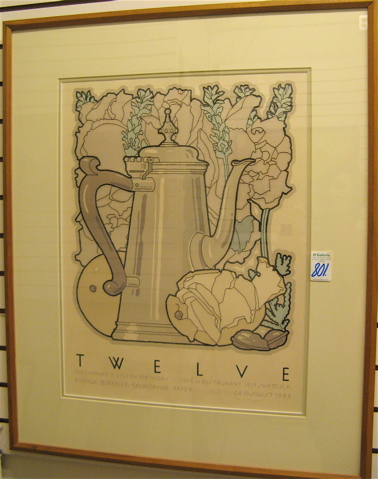 Appraisal: DAVID LANCE GOINES LITHOGRAPHIC POSTER California born titled Twelve -Chez