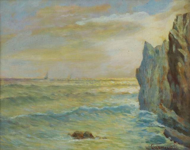 Appraisal: Framed oil on panel painting Seascape signed lower right G