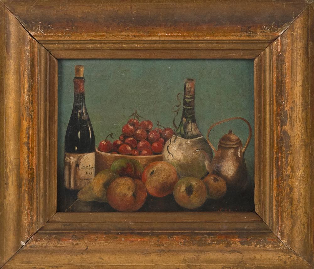 Appraisal: CONTINENTAL SCHOOL TH CENTURY STILL LIFE OF WINE BOTTLES AND