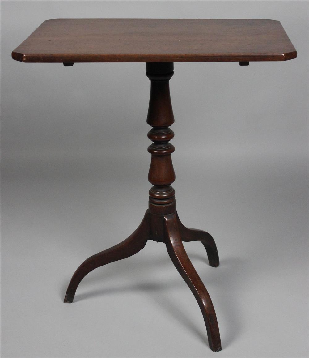 Appraisal: AMERICAN FEDERAL CANDLESTAND the rectangular top over a turned standard