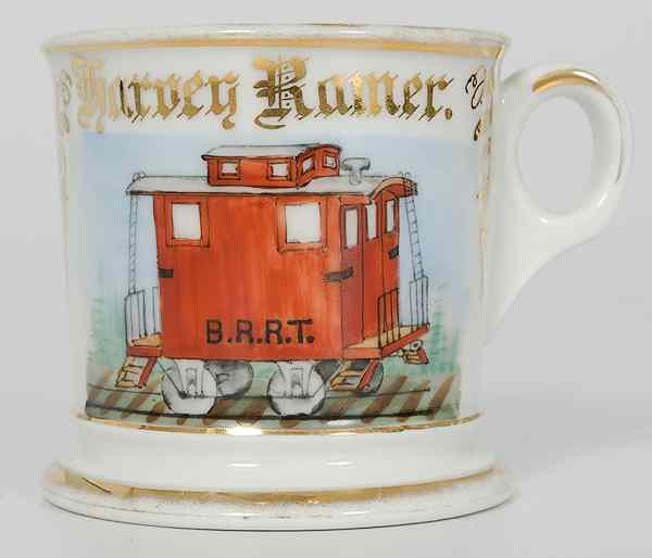 Appraisal: Occupational Shaving Mug with Caboose Porcelain with polychrome painted caboose