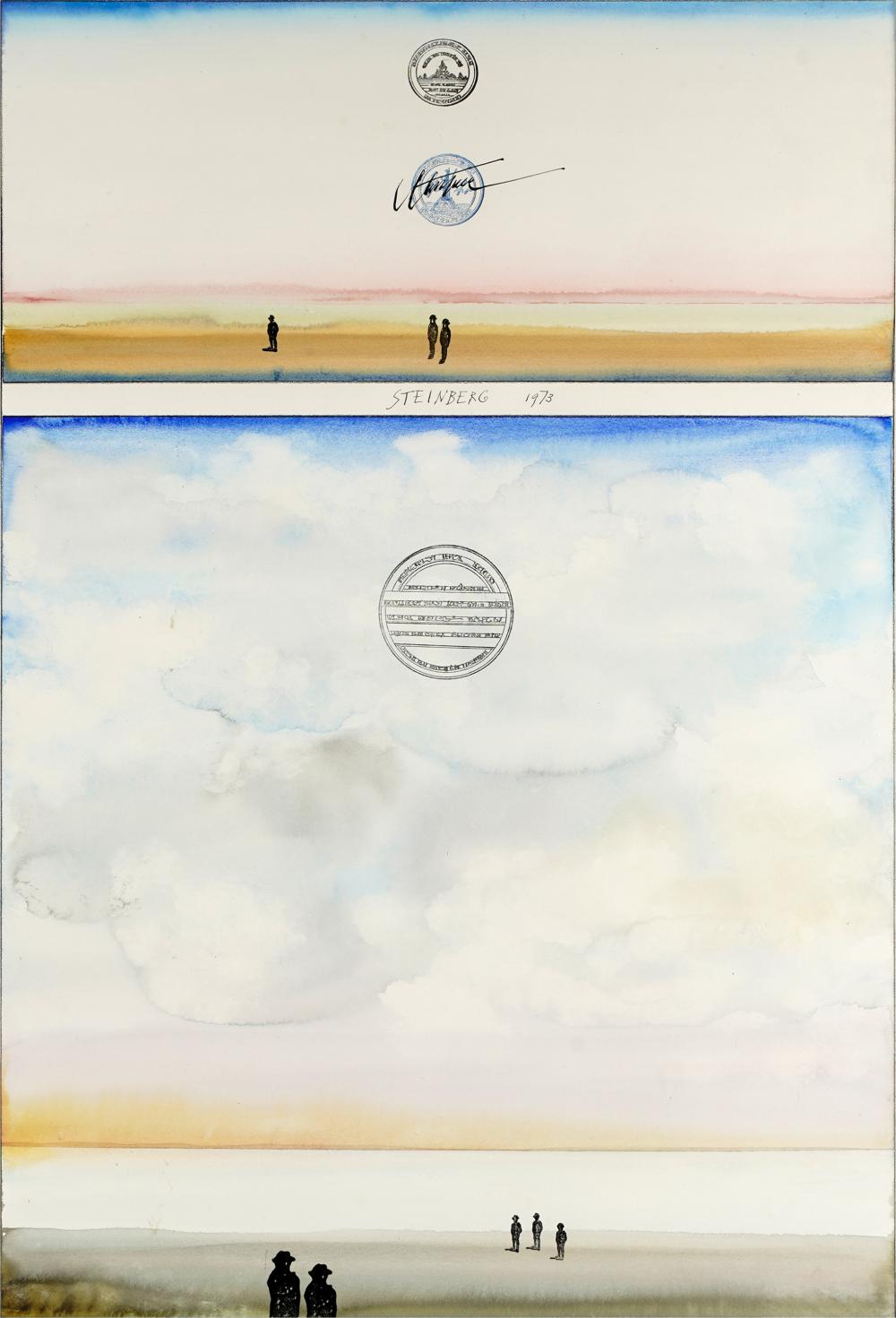 Appraisal: SAUL STEINBERG - UNTITLED watercolor on paper matted and framed