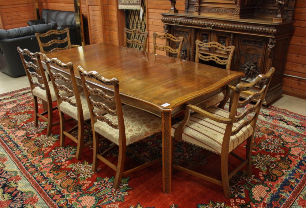 Appraisal: CHIPPENDALE STYLE DINING TABLE AND EIGHT CHAIRS SET American last