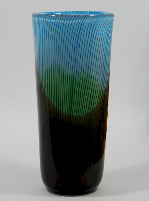 Appraisal: Italian Murano Art Glass Tall Cylindrical Vase Italy th Century