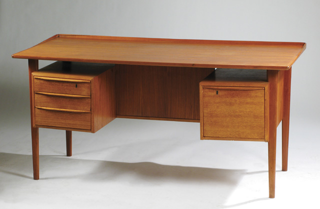 Appraisal: DANISH MODERN TEAK DESK Lovig Dansk dated having a rectangular