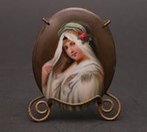 Appraisal: A Sweet Hand Painted Portrait of a Lady A sweet