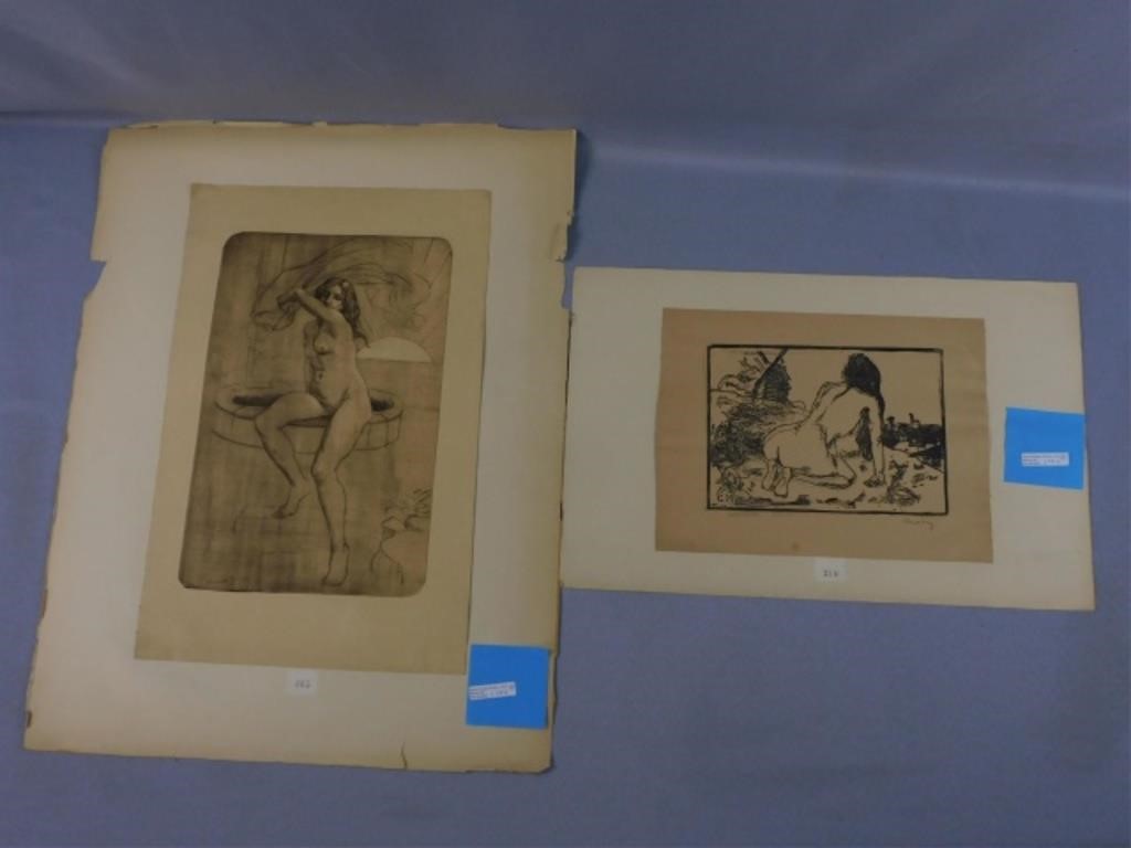 Appraisal: CHARLES MAURIN - FRANCE PAIR OFprints a woodblock print titled