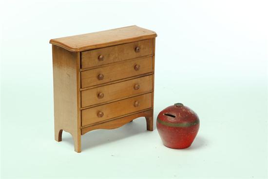 Appraisal: MINIATURE CHEST AND REDWARE BANK American late th- st half-