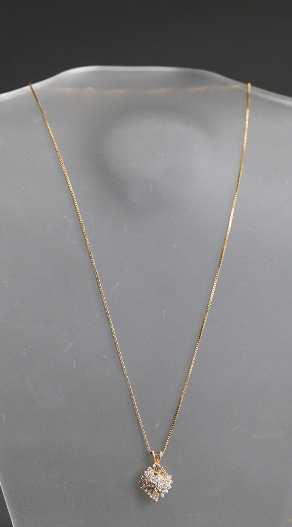 Appraisal: -Karat Yellow-Gold and Diamond Pendant Necklace Diamonds weighing approx carats