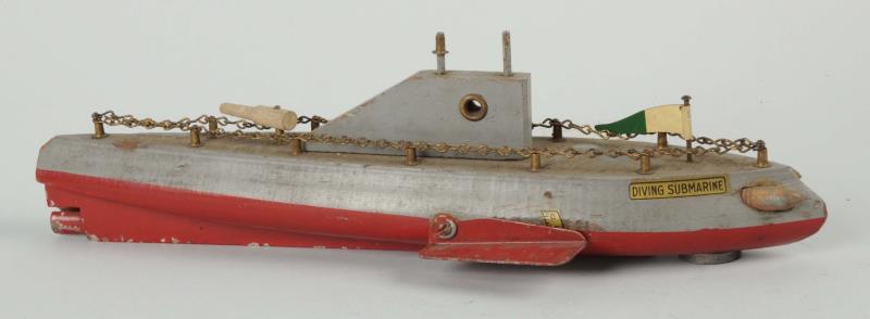 Appraisal: Wooden Diving Submarine Toy Unknown maker on this nice wooden