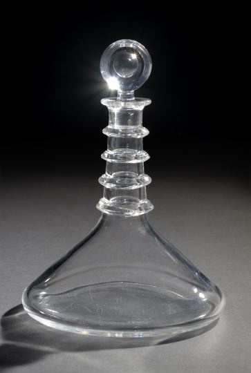 Appraisal: Good Steuben Blown and Applied Crystal Ship's Decanter designed in