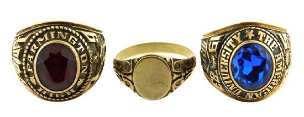 Appraisal: JEWELRY Three K K rings including two class and one