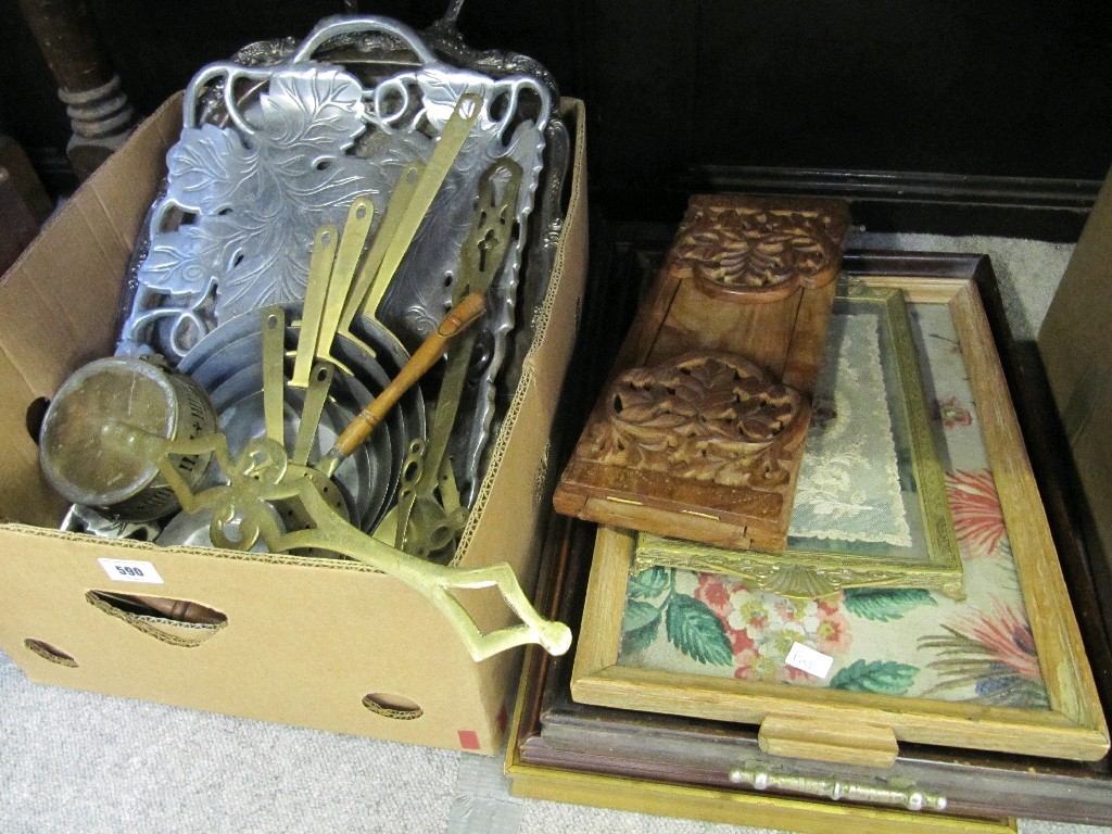 Appraisal: Lot comprising a box of assorted brass and EP items